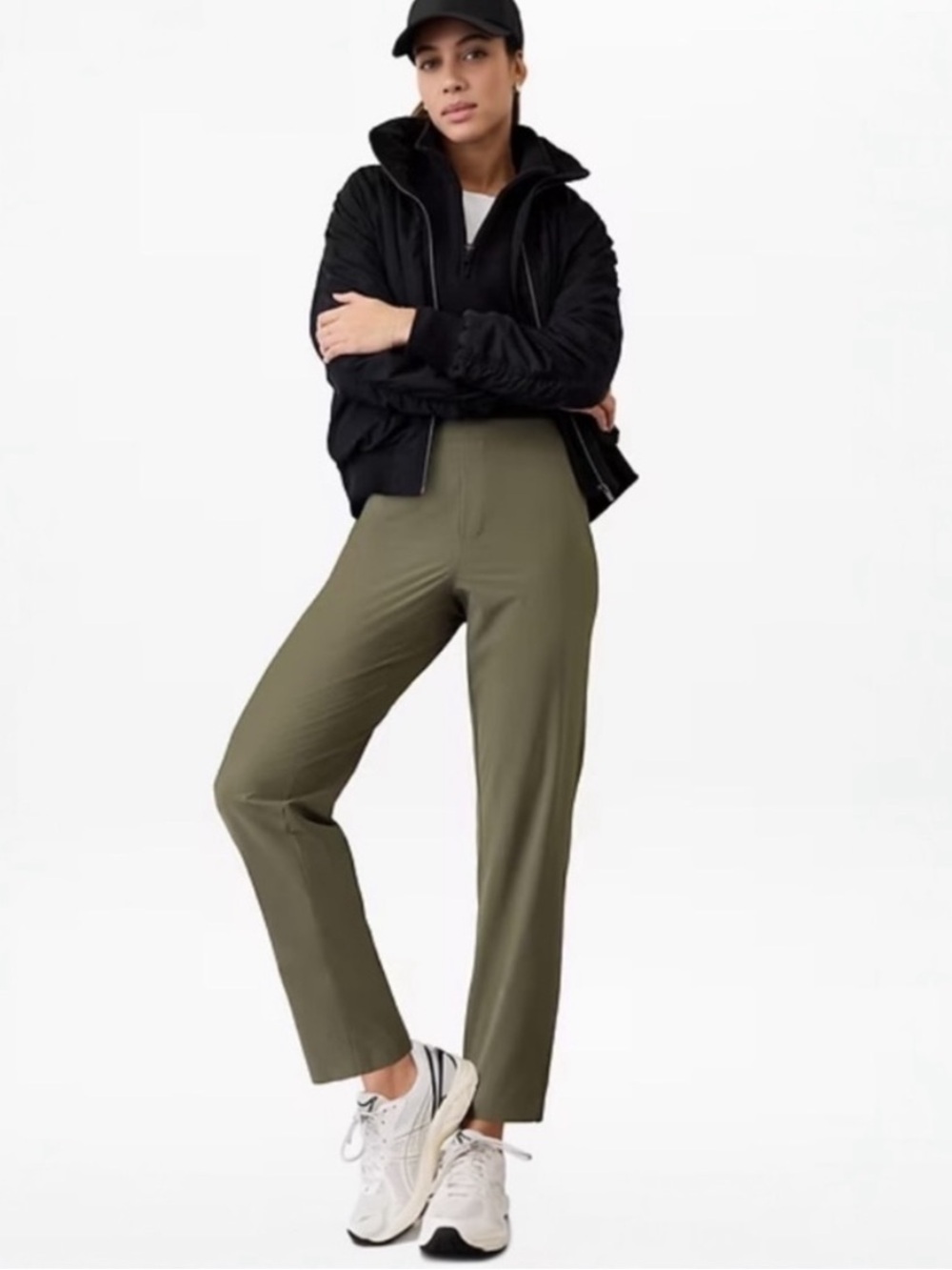 Athleta Brooklyn cropped pants in moss size 4